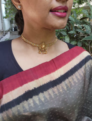 Antique vintage style choker with antique pearls-Silver Neckpiece-PL-House of Taamara