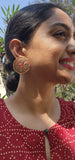 Big peacock kundan ruby and green studds-Earrings-PL-House of Taamara