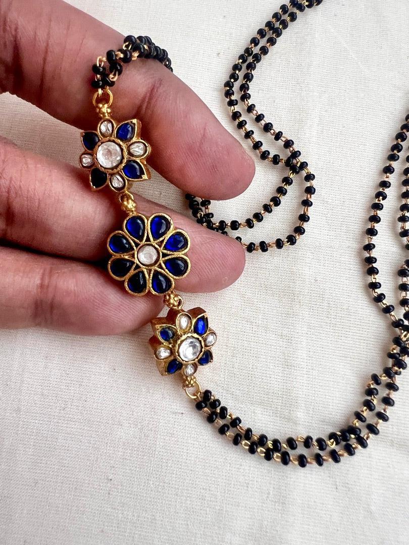 Black bead mangalsutra/thali style pendant chain-Silver Neckpiece-CI-House of Taamara