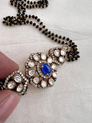 Black bead/mangalsutra style chain with moissanite pendant-Silver Neckpiece-CI-House of Taamara