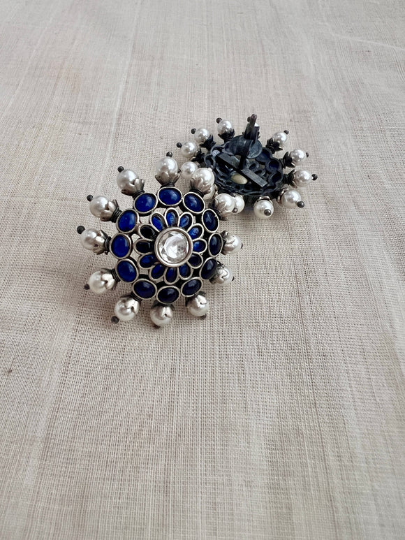 Blue kemp & pearl studs-Earrings-CI-House of Taamara