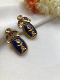 Blue lapis and kundan peacock earrings-Earrings-PL-House of Taamara