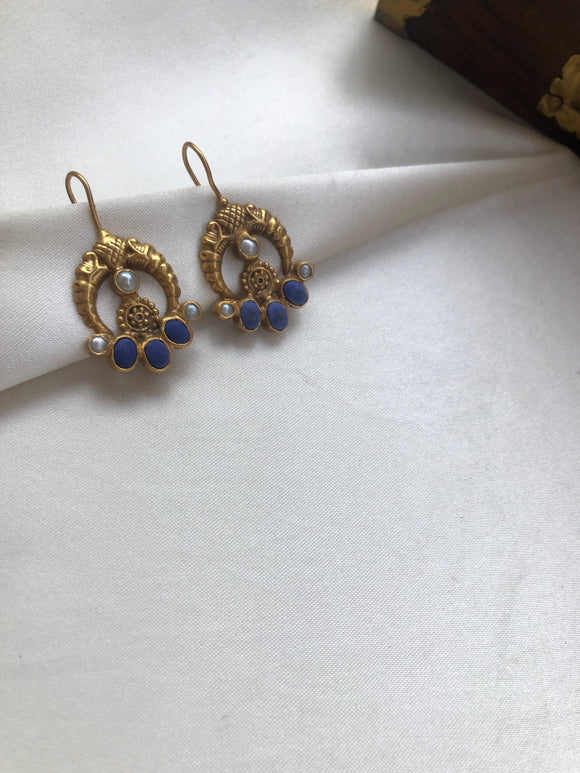 Blue lapis hook earrings-Earrings-PL-House of Taamara