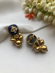 Blue lapis with inlay work and antique style bead drop-Earrings-PL-House of Taamara