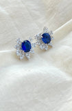 Blue moissanite stud-Silver earrings-EZ-House of Taamara