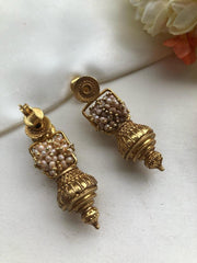 Bobin earrings with pearl bunch-Earrings-PL-House of Taamara
