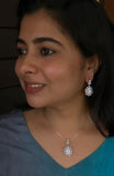 Bright white moissanite earrings with a bg oval stone-Silver earrings-EZ-House of Taamara