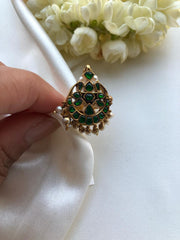 Chand design green ring with pearls bunch (adjustable ring)-Finger Ring-PL-House of Taamara
