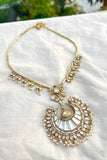 Chand pendant with small polki tassels-Silver earrings-EZ-House of Taamara