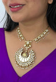 Chand pendant with small polki tassels-Silver earrings-EZ-House of Taamara