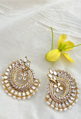 Chand stud with pearls hanging-Silver earrings-EZ-House of Taamara