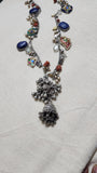 Charm necklace: chubky lapis and silver charms-Silver Neckpiece-EZ-House of Taamara