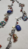 Charm necklace: chubky lapis and silver charms-Silver Neckpiece-EZ-House of Taamara