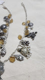 Charm necklace: silver charms and citrine-Silver Neckpiece-EZ-House of Taamara