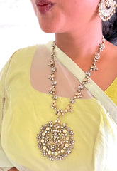 Citrine & Moissanite Statement Necklace-Silver earrings-EZ-House of Taamara