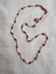 Coral and pearl chain single line-Silver Neckpiece-CI-House of Taamara