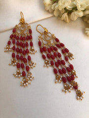 Coral beads with hook earrings-Earrings-PL-House of Taamara