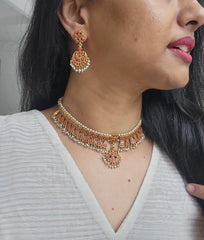 Coral kundan maatpatti, SET-Silver Neckpiece-PL-House of Taamara