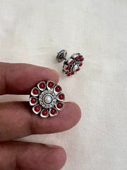 Coral & pearl silver studs-Earrings-CI-House of Taamara