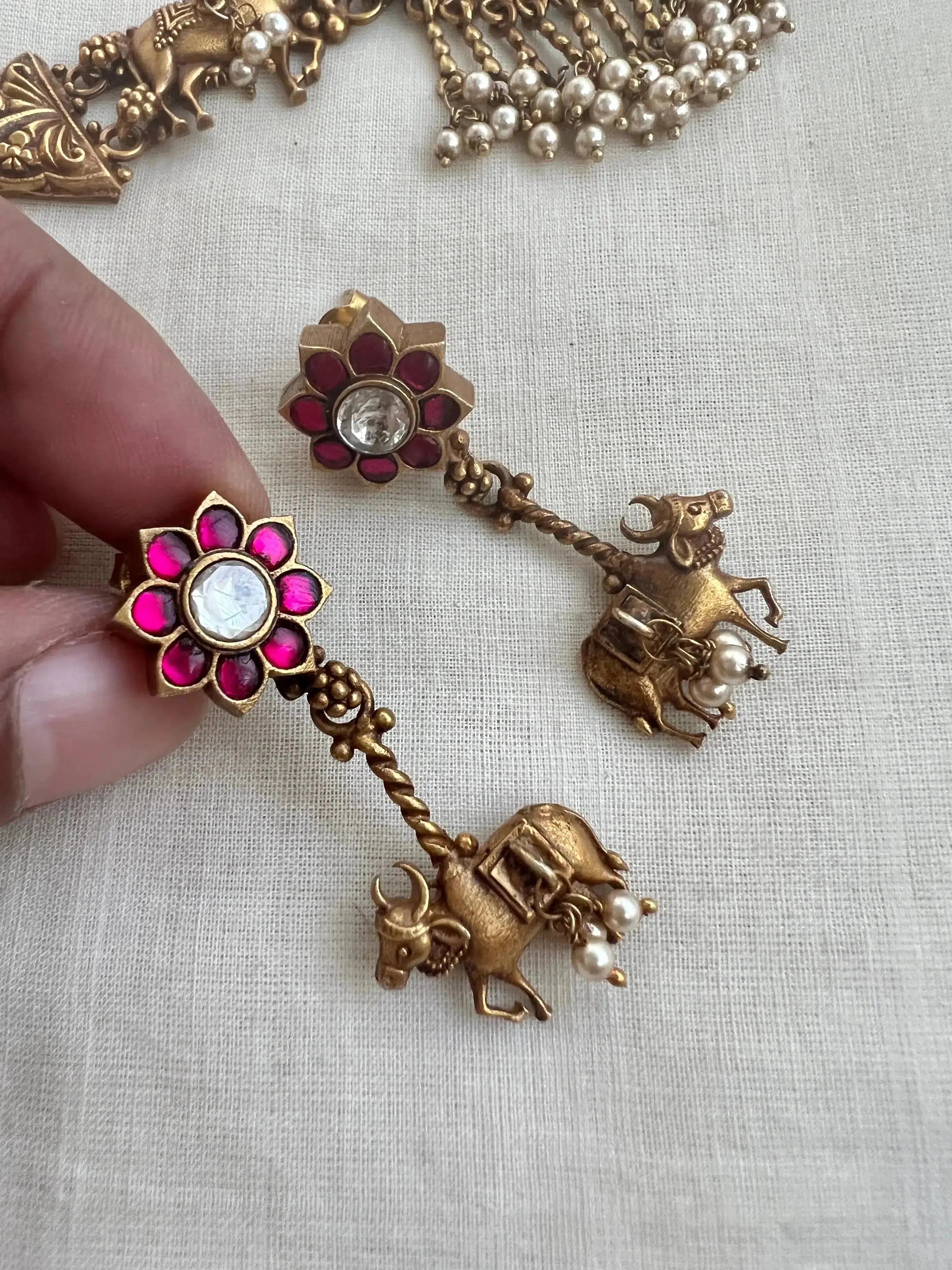 Cow Motif Earrings (MADE TO ORDER)-Earrings-CI-House of Taamara