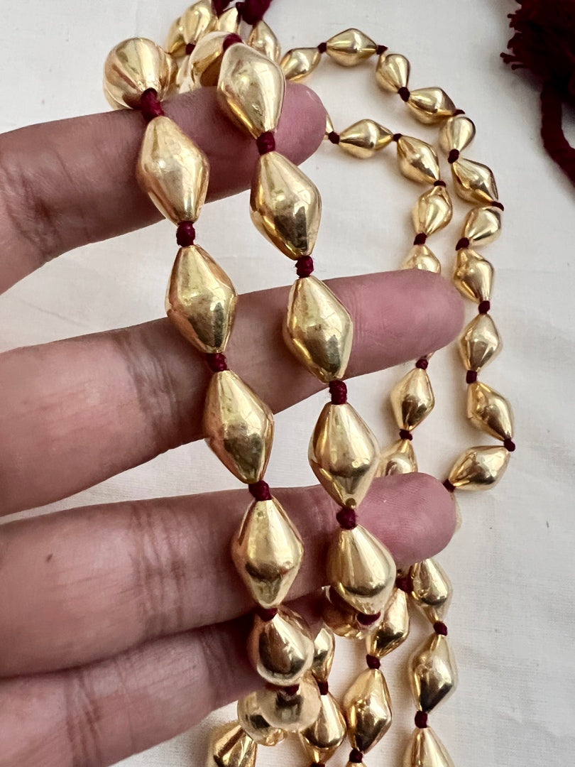 Double layer wax beads chain with gold polish beads-Silver Neckpiece-CI-House of Taamara