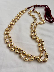 Double layer wax beads chain with gold polish beads-Silver Neckpiece-CI-House of Taamara