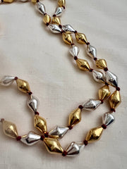 Double layer wax beads chain with silver & gold polish beads-Silver Neckpiece-CI-House of Taamara