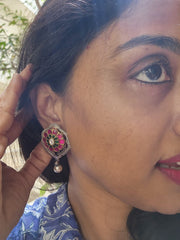 Dual tone kundan earrings-Earrings-PL-House of Taamara