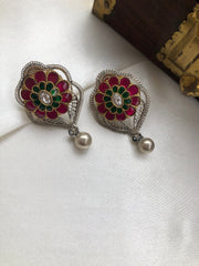 Dual tone kundan earrings-Earrings-PL-House of Taamara