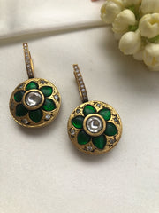 Reversible flower ruby & green earrings