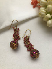 Coral bunch earrings with kundan bead