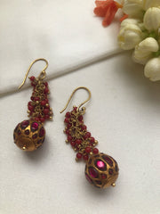 Coral bunch earrings with kundan bead