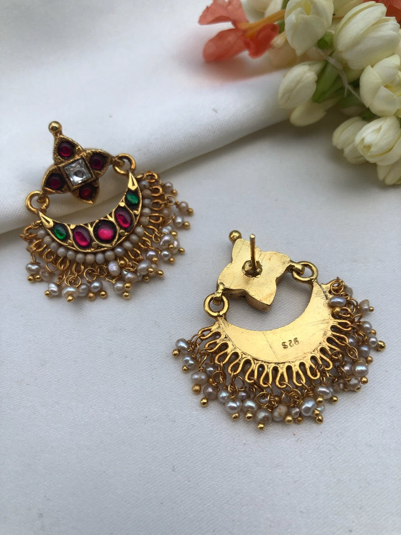 Chand earrings with ruby and green