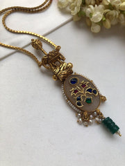 Elephant nakash pendant with gold polish chain-Silver Neckpiece-PL-House of Taamara