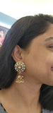 Enamel kundan jhumkas with pearls-Earrings-PL-House of Taamara