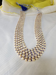 Five Line South Sea Pearls with Tanzanites-Silver Neckpiece-House of Taamara-House of Taamara