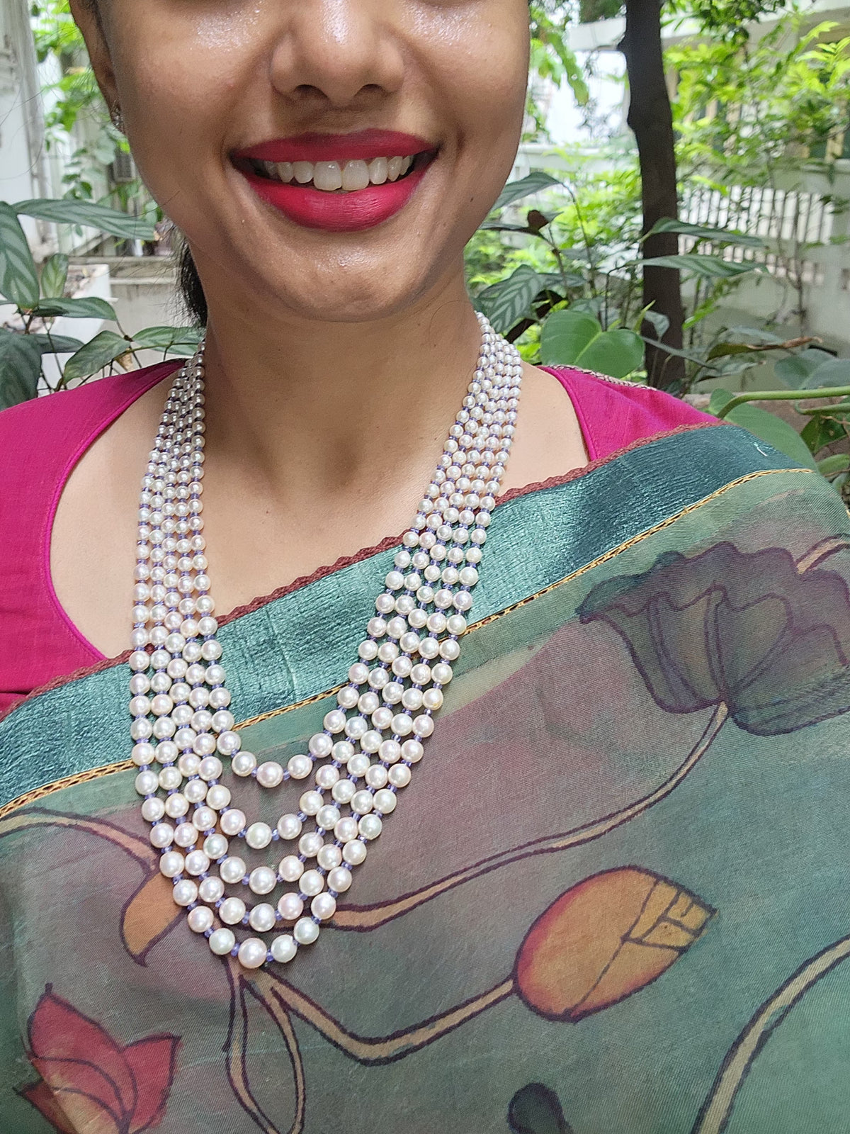 Five Line South Sea Pearls with Tanzanites-Silver Neckpiece-House of Taamara-House of Taamara