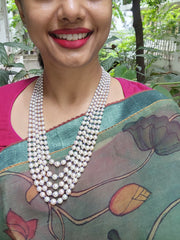 Five Line South Sea Pearls with Tanzanites-Silver Neckpiece-House of Taamara-House of Taamara
