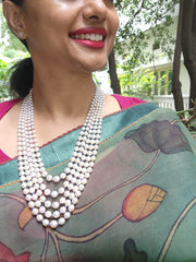 Five Line South Sea Pearls with Tanzanites-Silver Neckpiece-House of Taamara-House of Taamara
