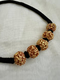 Five rudraksha beads in black threaded necklace-Silver Neckpiece-CI-House of Taamara