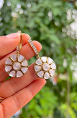 Flower drop with small 4 ccz on top-Silver earrings-EZ-House of Taamara