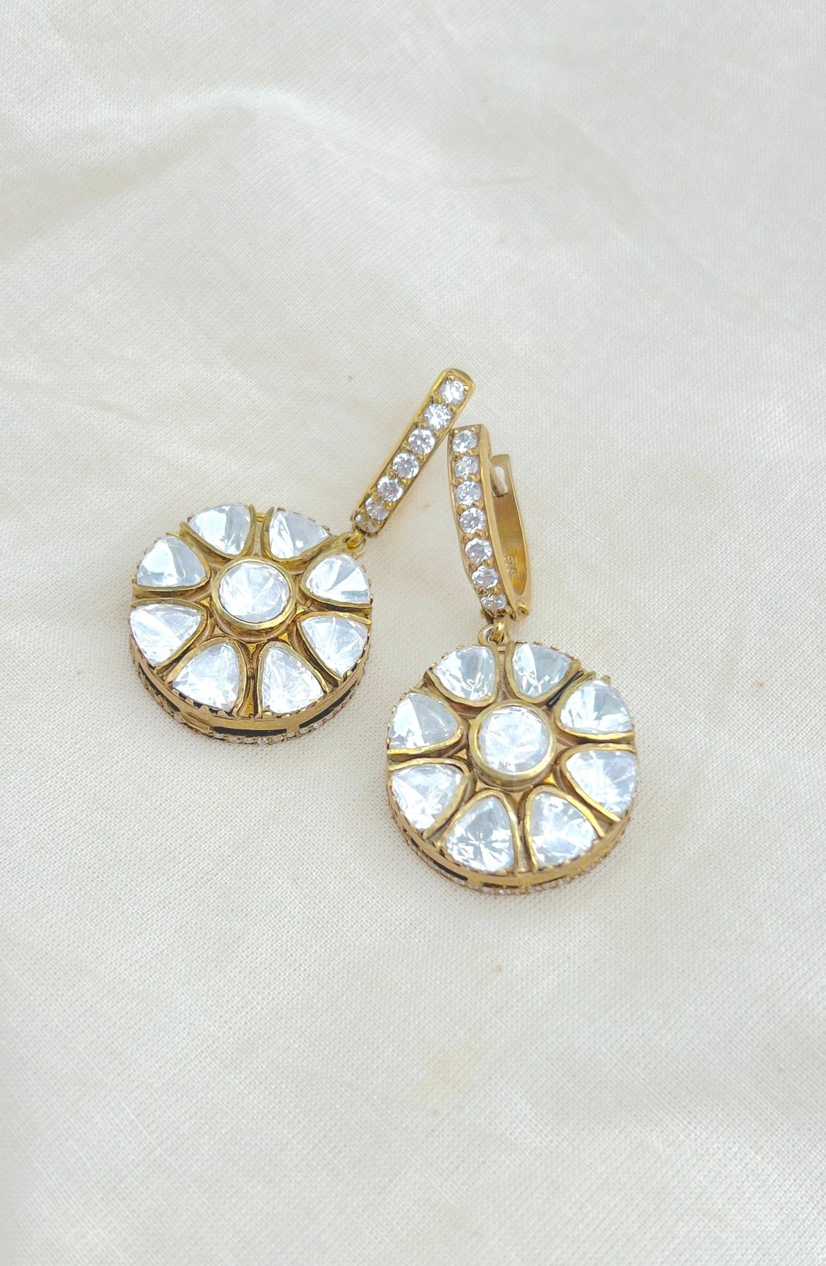 Flower drop with small 4 ccz on top-Silver earrings-EZ-House of Taamara