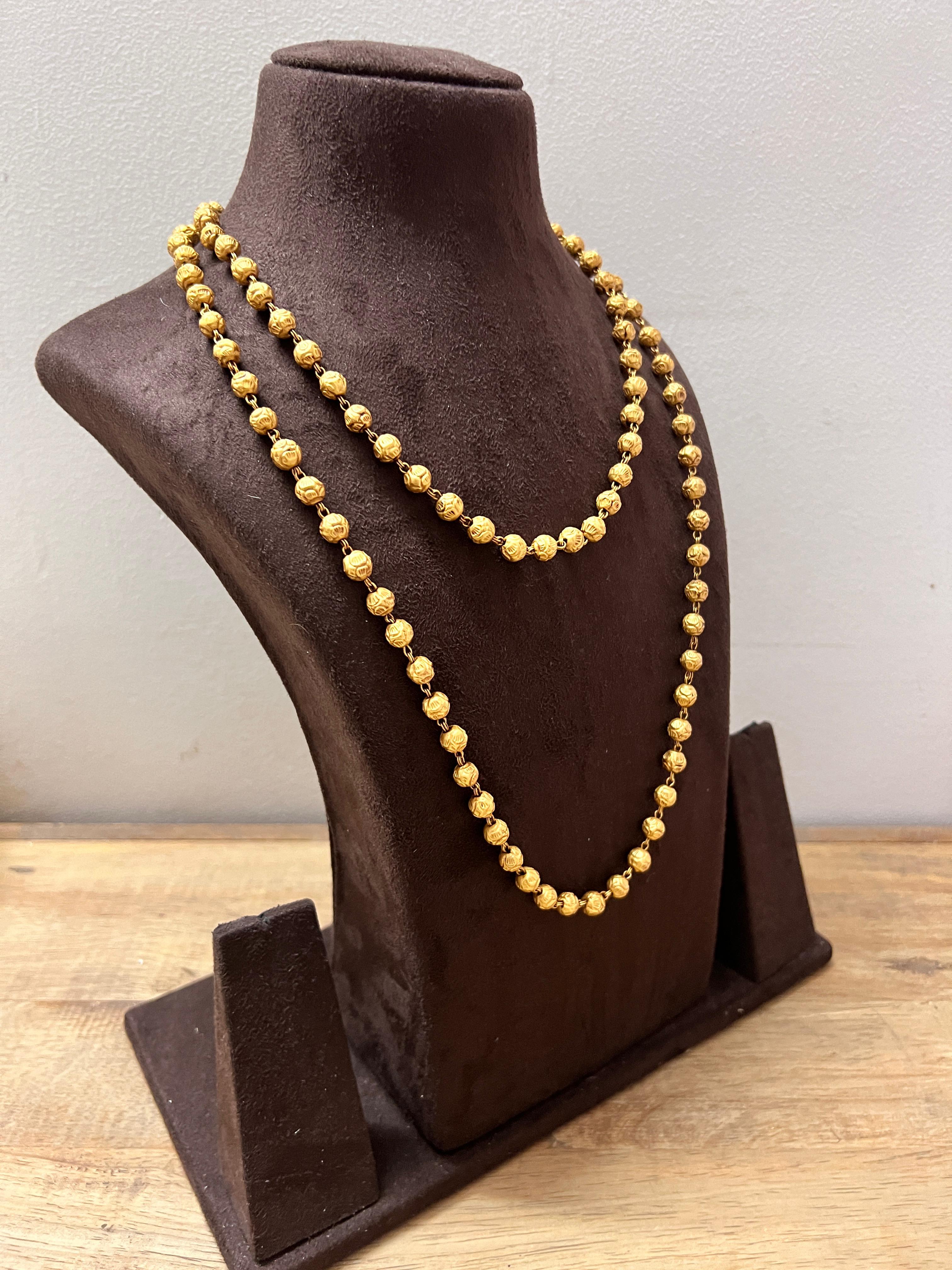 Gold Beads Single line 13" Necklace (MADE TO ORDER)-Silver Neckpiece-CI-House of Taamara