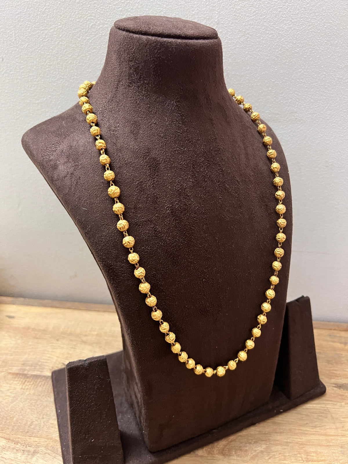 Gold Beads Single line 13" Necklace (MADE TO ORDER)-Silver Neckpiece-CI-House of Taamara