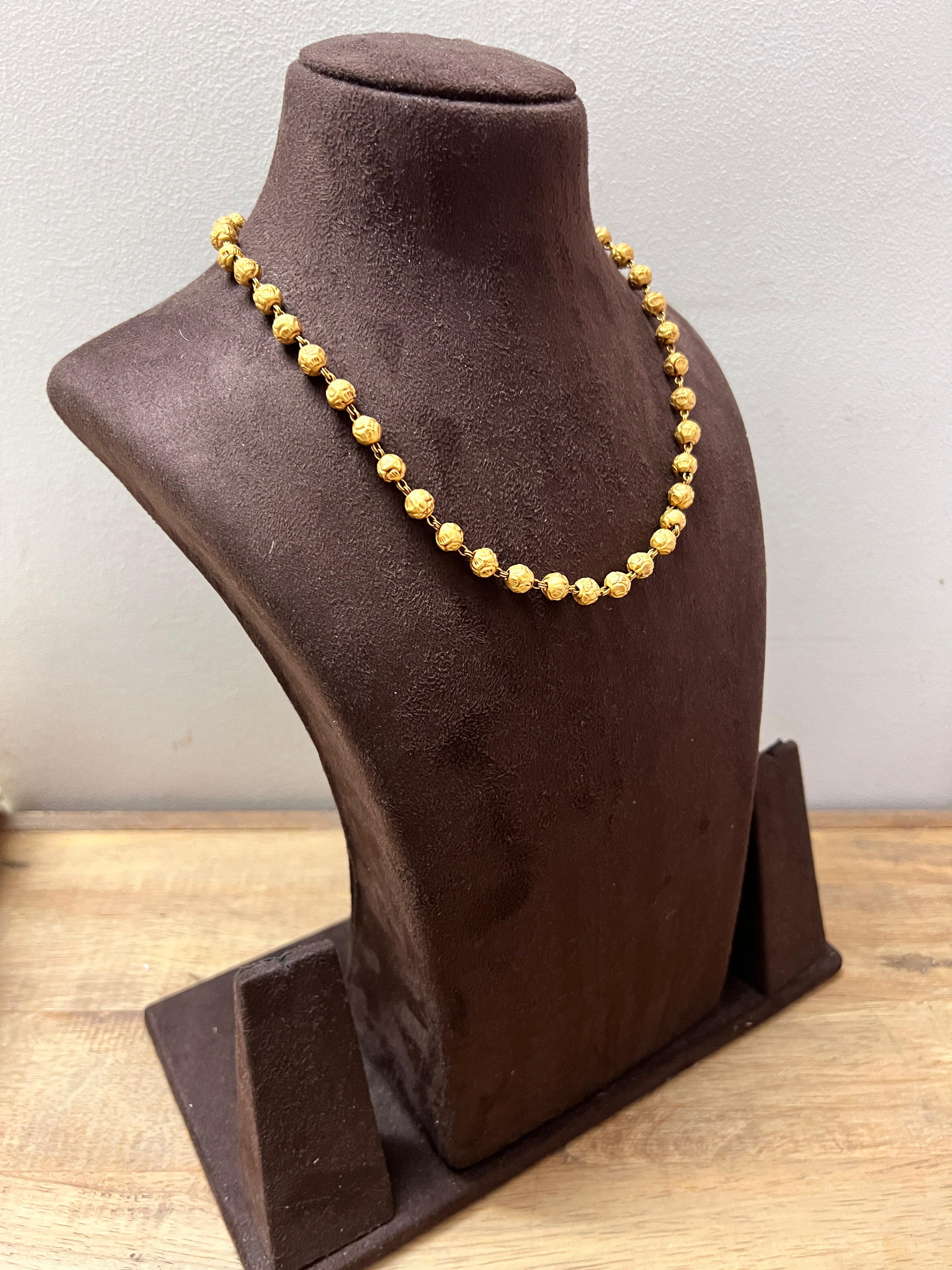 Gold Beads Single line 8" Necklace (MADE TO ORDER)-Silver Neckpiece-CI-House of Taamara