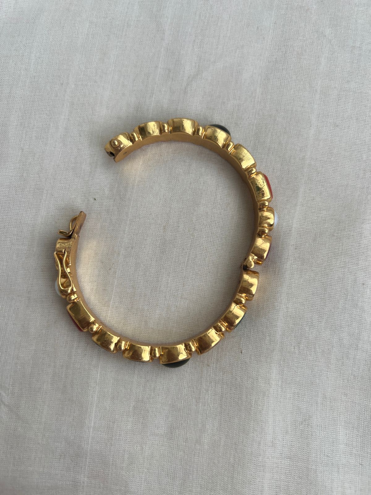 Gold Polish Solid Navrathan Bangle (Single) (MADE TO ORDER)-Silver Bracelet-CI-House of Taamara