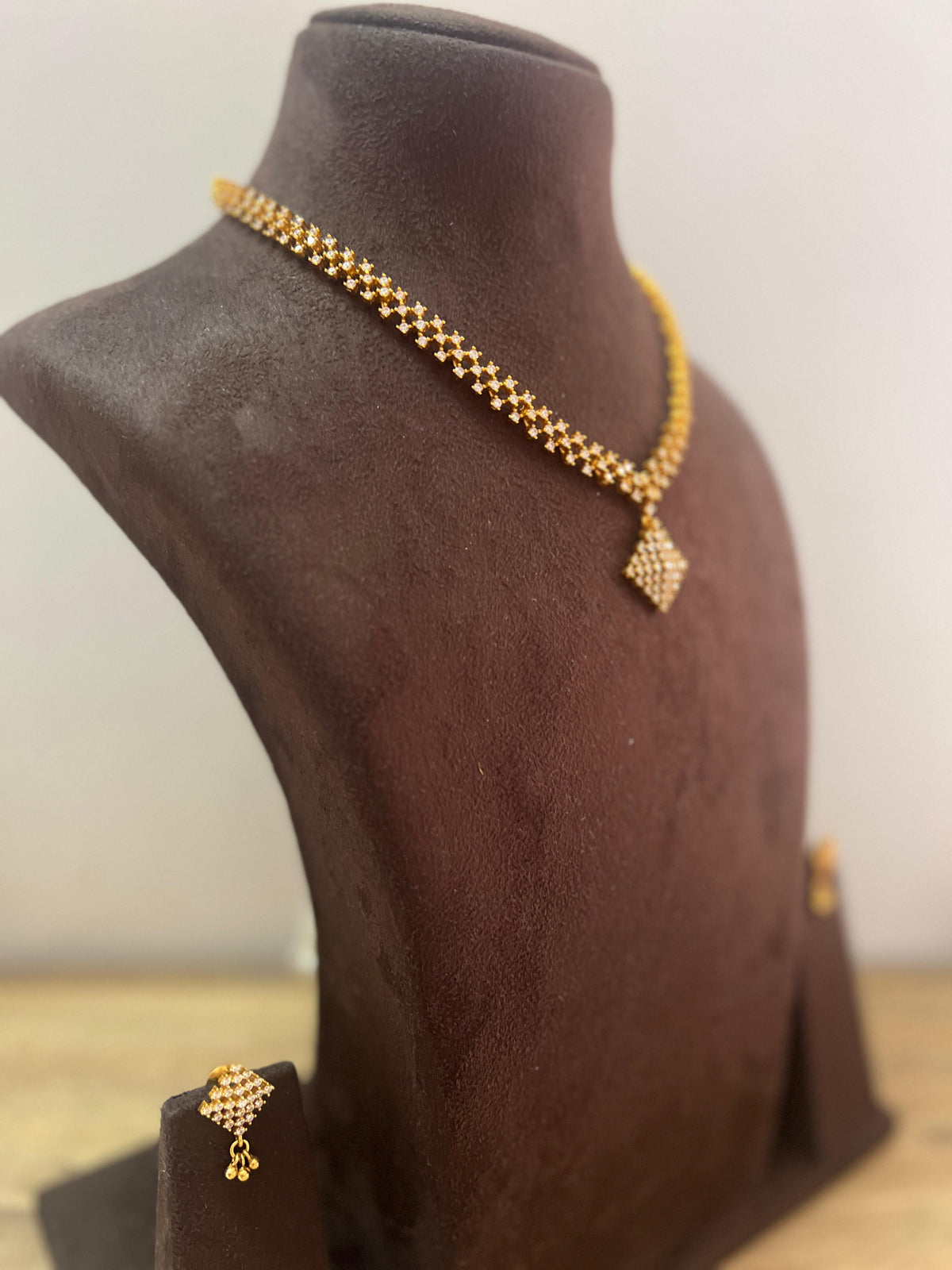 Gold Polish Zircon Necklace, SET House of Taamara