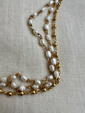 Gold polish 2 layer pearls & 1 layer gold beads chain-Silver Neckpiece-CI-House of Taamara