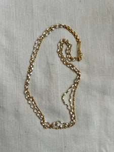 Gold polish 2 layer pearls & 1 layer gold beads chain-Silver Neckpiece-CI-House of Taamara