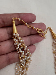 Gold polish Multi layer pearl bunch chain-Silver Neckpiece-CI-House of Taamara